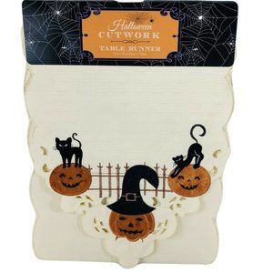 Halloween Cutwork Table Runner Jack O Lanterns New